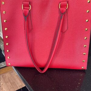 Red Studded Tote Bag
